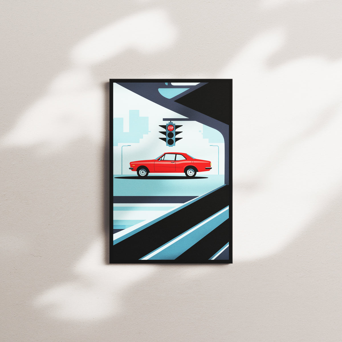 crimson afterglow portrait — black frame