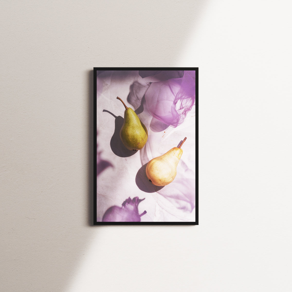 violet table — black frame