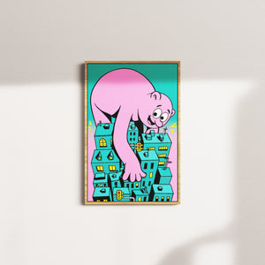 coral afterglow light — oak frame