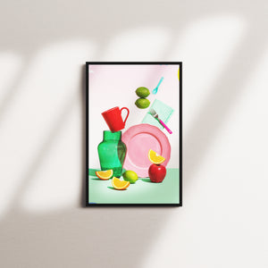 coral table — black frame