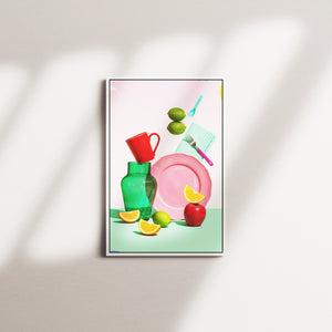 coral table — white frame