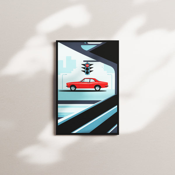 crimson afterglow portrait — black frame