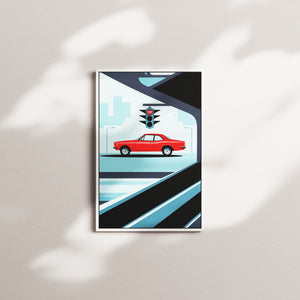 crimson afterglow portrait — white frame