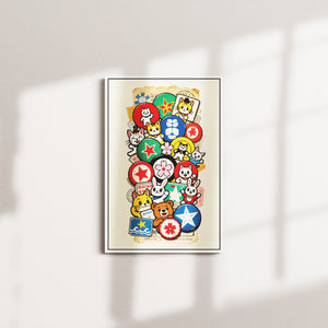 crimson signal portrait — white frame
