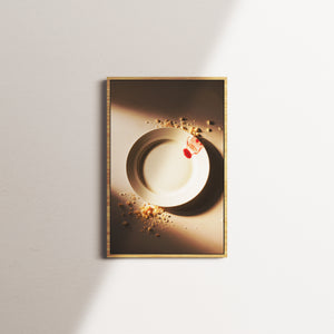 crimson stillness — oak frame