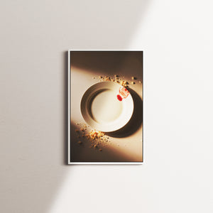 crimson stillness — white frame