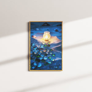 indigo wake — oak frame