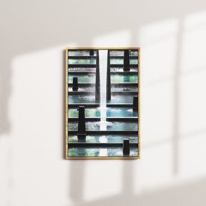 ivory mirror — oak frame