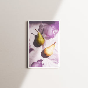violet table — white frame