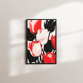 vivid tulip display — black frame