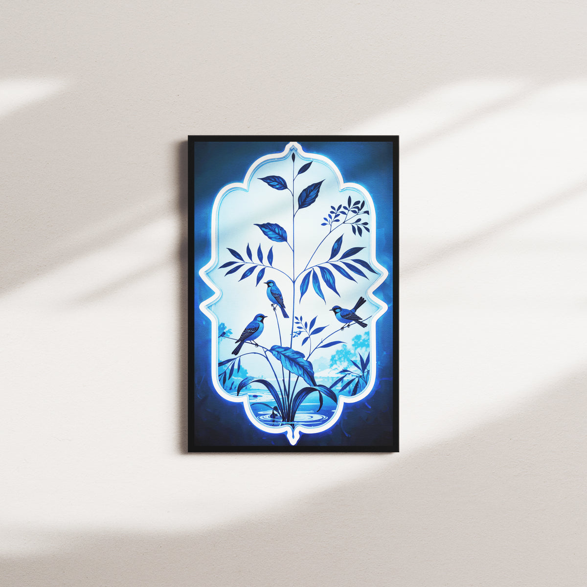waterfall serenity — black frame