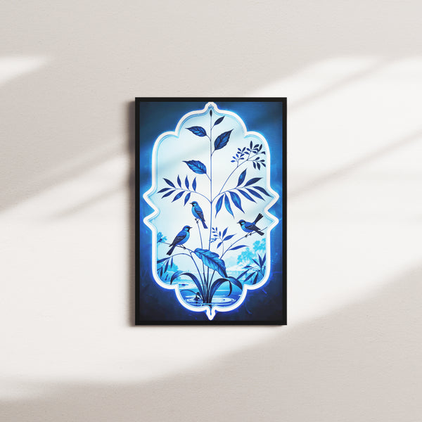 waterfall serenity — black frame